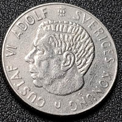 泉币菌-第151场-精品福利场 - 瑞典1克朗硬币 25mm 古斯塔夫六世国王 1973