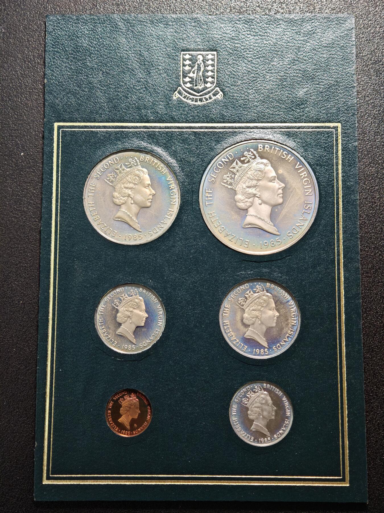 【德藏】世界币章拍卖第158期（拍品征集中~欢迎藏友联系） 1985年 英属维尔京群岛海洋动物精制纪念套币6枚全 原册