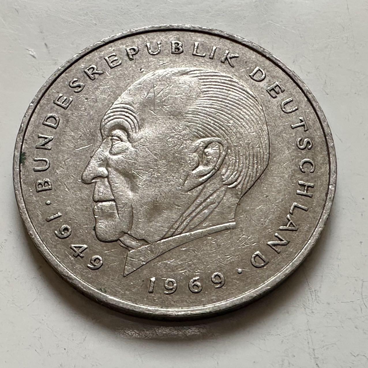 🌹外币初藏🌹🐯2025年第143场  每周二四六晚8️⃣点 接代拍 德国1981年J版 2马克 阿登纳