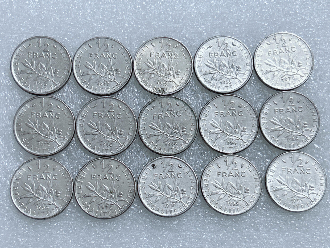 第一海外回流一元起拍收藏 散集专场  第278期 法国1/2法郎硬币 15枚