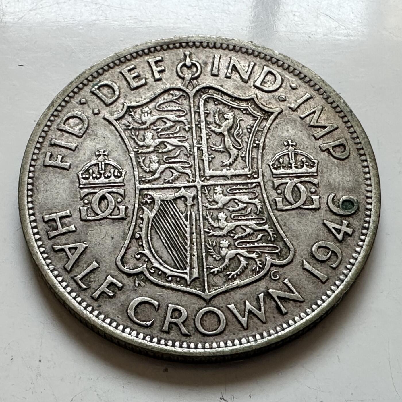 🌹外币初藏🌹🐯2025年第143场  每周二四六晚8️⃣点 接代拍 英国1946年半克郎银币 14.1克50%银