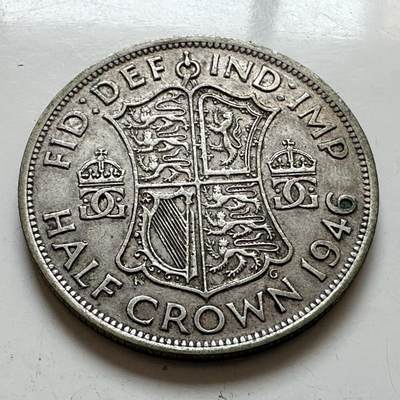 🌹外币初藏🌹🐯2025年第143场  每周二四六晚8️⃣点 接代拍 - 英国1946年半克郎银币 14.1克50%银