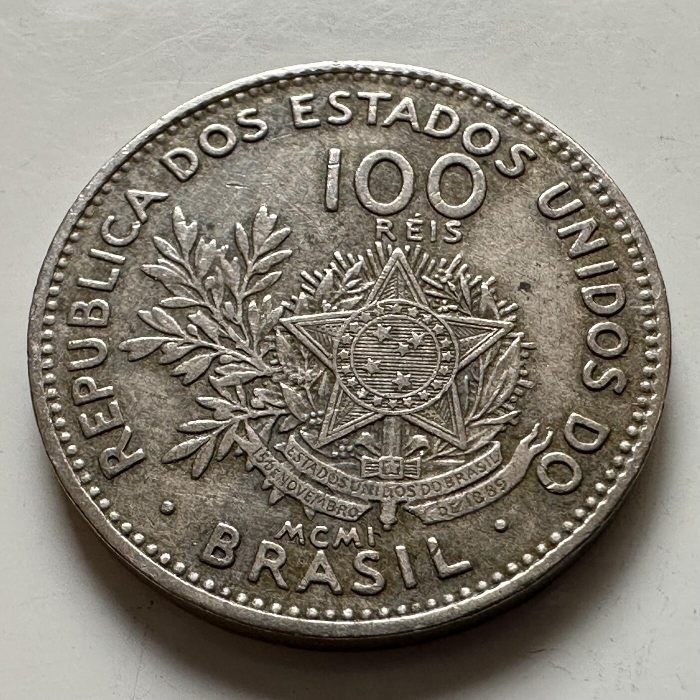 🌹外币初藏🌹🐯2025年第143场  每周二四六晚8️⃣点 接代拍 巴西共和国1901年100瑞斯