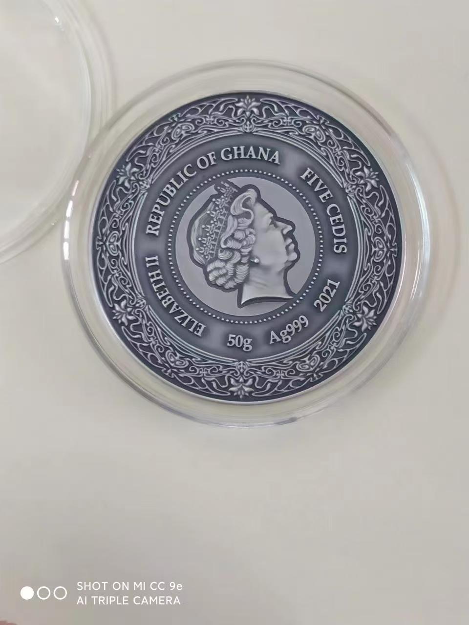 第185期拍卖 加纳2021年50克, 穆夏名画:健康女神系列-