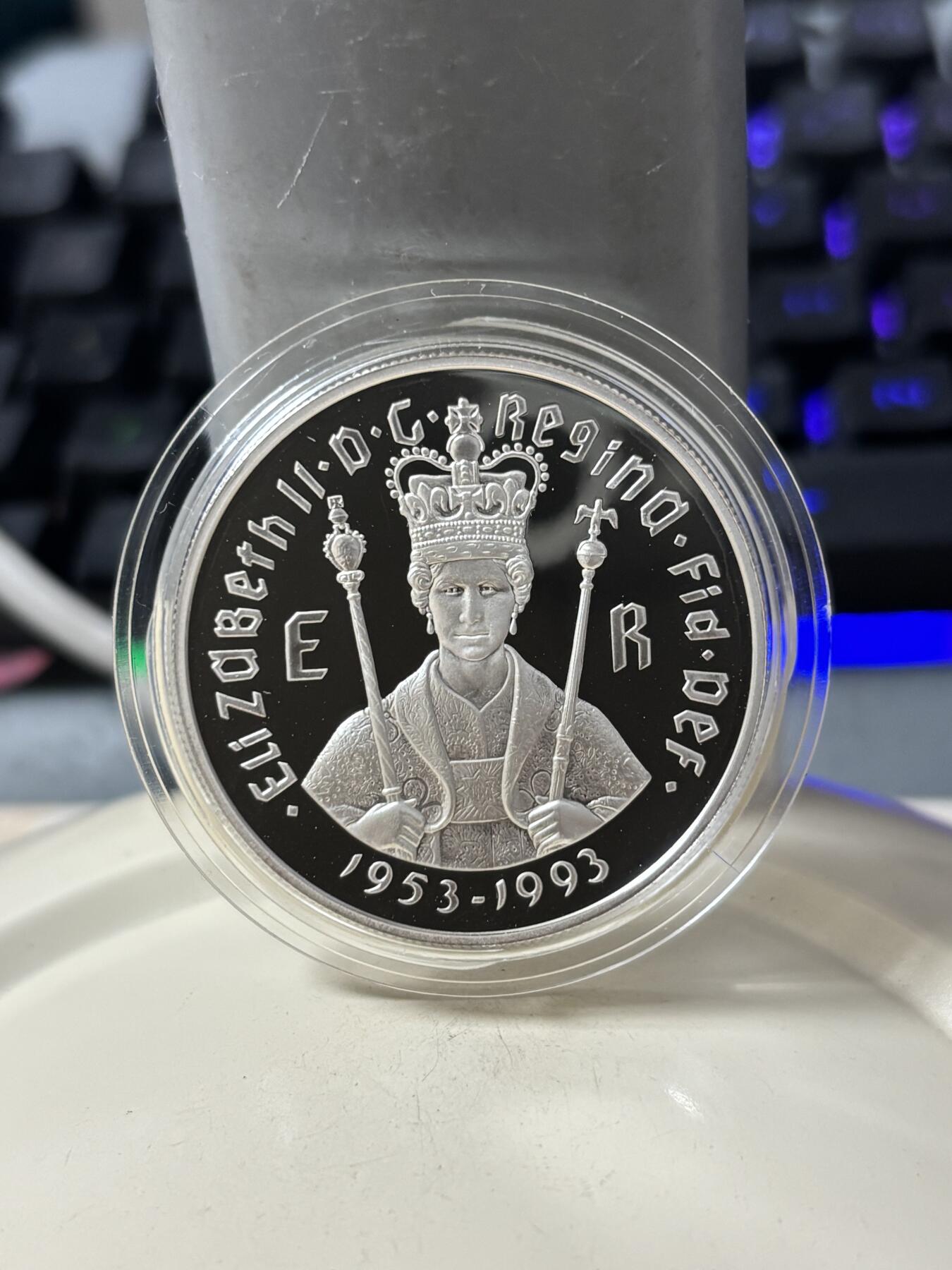 第185期拍卖 牙买加1993年女皇加冕22.45克纪念银币，925银，银价310.66