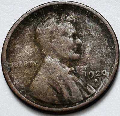 文馨钱币收藏第 286 场，圣诞节专场【 长期接收代拍品低至 0 佣金】 - 少见年份 1920 年美国林肯麦穗 1 美分铜币 S 厂（旧金山造）