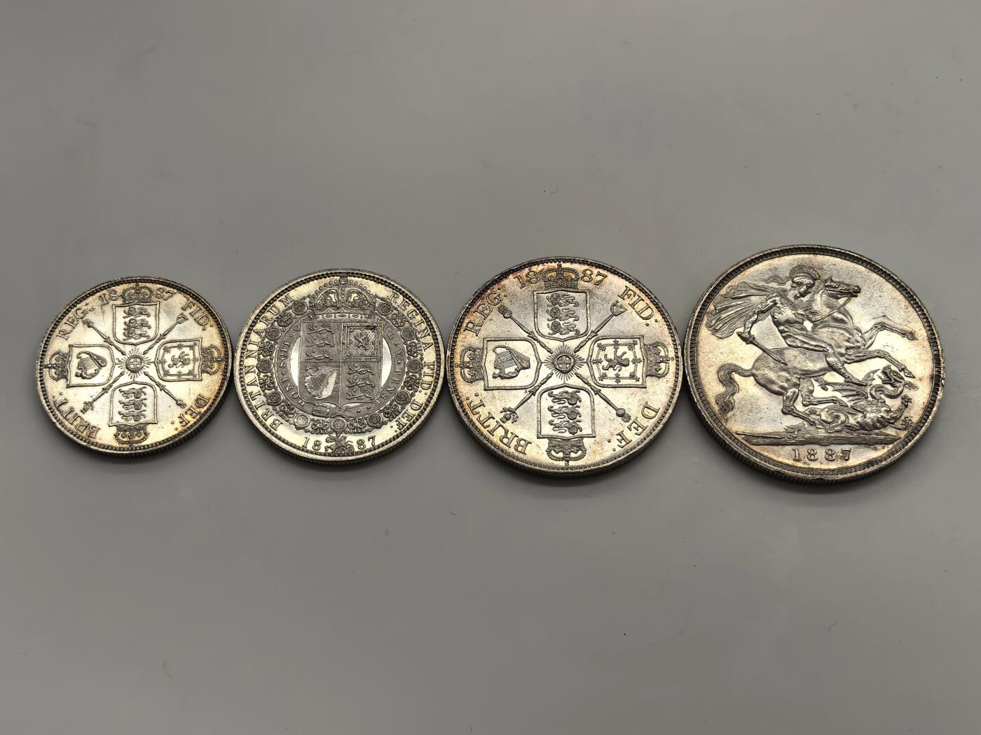 博洋堂世界钱币拍卖第153期（全场包邮） 英国1887年维多利亚女王50周年金禧金银币大全套11枚套币 一套难求