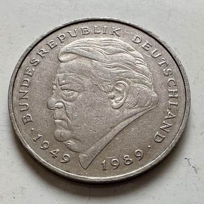 🌹外币初藏🌹🐯2025年第143场  每周二四六晚8️⃣点 接代拍 - 德国1990年J版 2马克 德国前总理约瑟夫.斯特劳斯