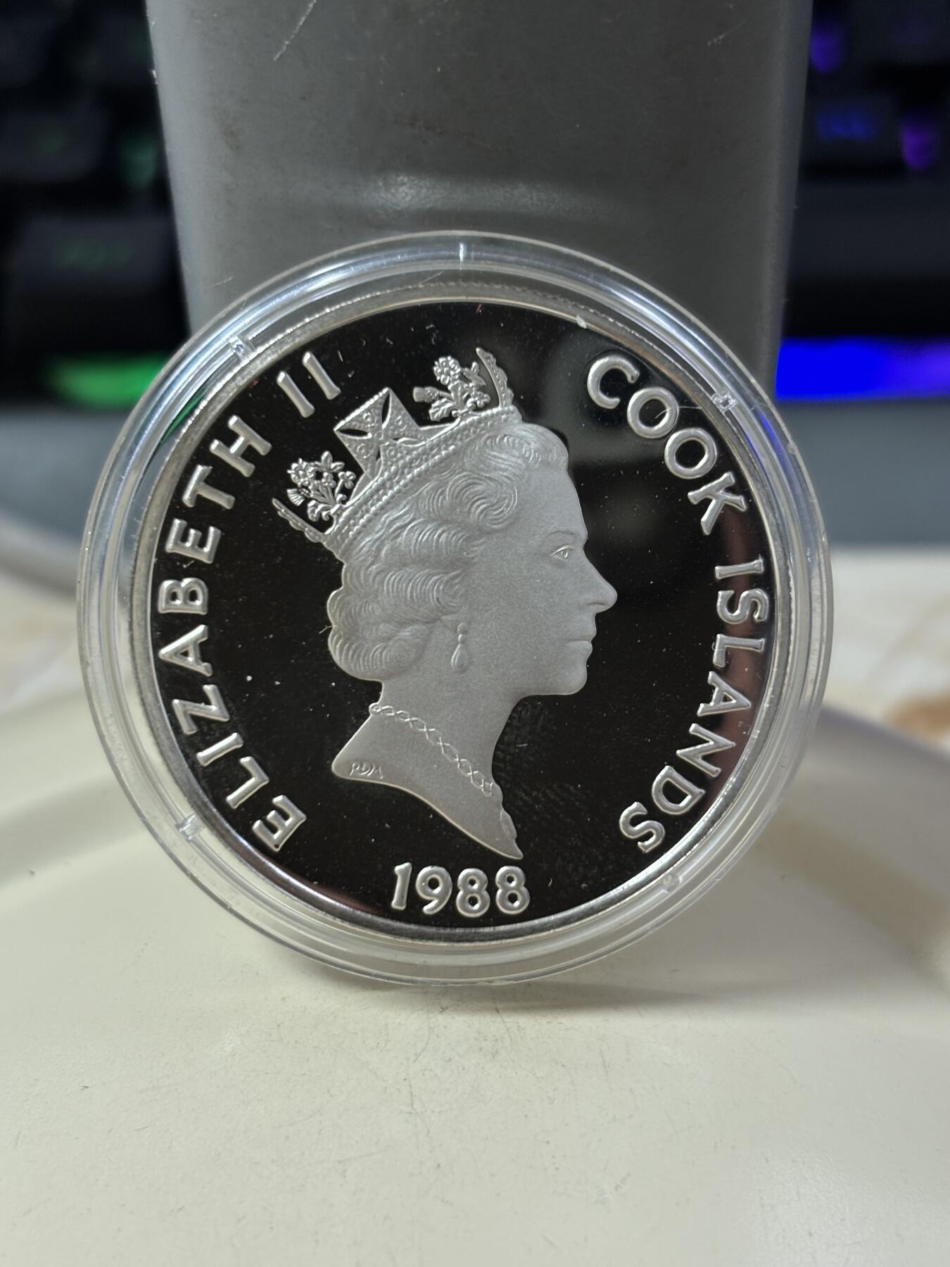 第185期拍卖 库克1988年弗朗西斯·德雷克爵士纪念银币，20.94克，925银，银价289.6元