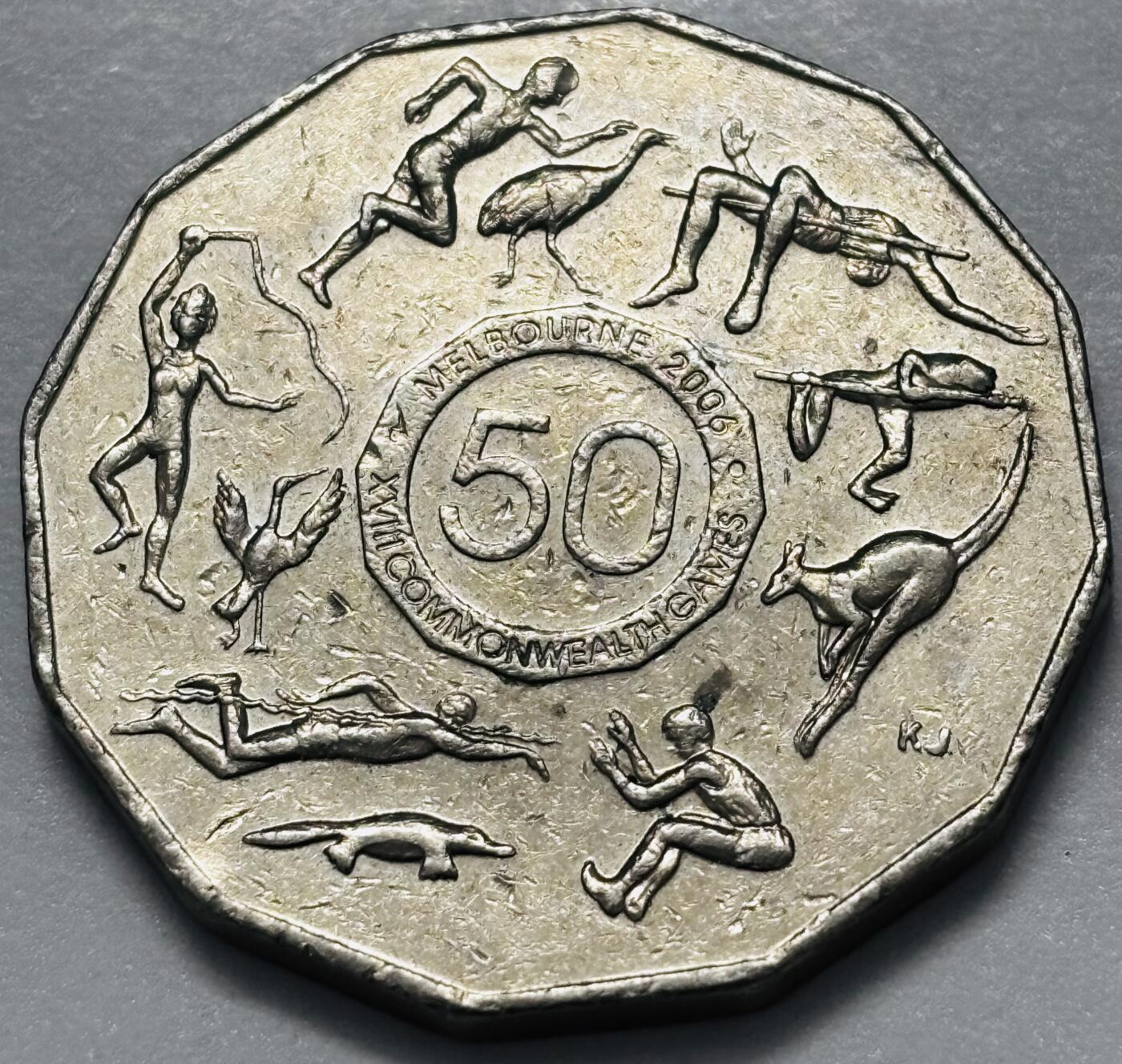 文馨钱币收藏第 286 场，圣诞节专场【 长期接收代拍品低至 0 佣金】 2005年澳大利亚50分纪念币 墨尔本英联邦运动会