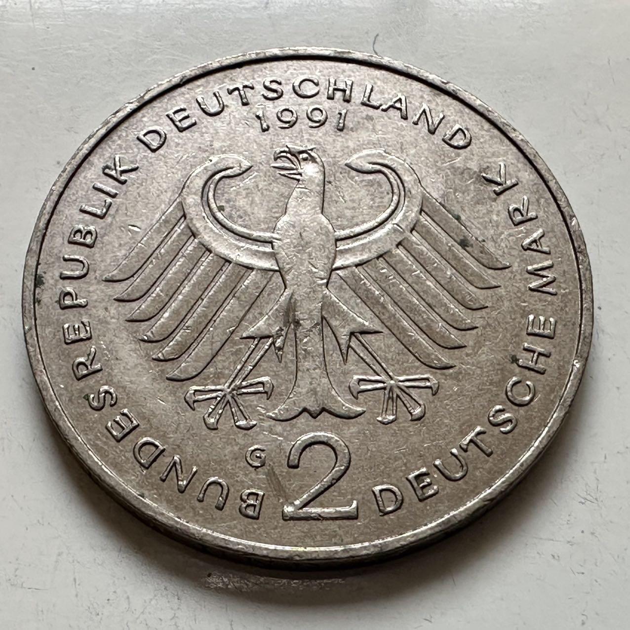 🌹外币初藏🌹🐯2025年第143场  每周二四六晚8️⃣点 接代拍 德国1991年G版 2马克 斯特劳斯
