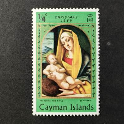 ↓君缘收藏685期☞钱币邮品↓无佣金、可寄存、满30元包邮  - 英属开曼群岛邮票，1969年圣诞节·维瓦里尼绘画《圣母子》邮票