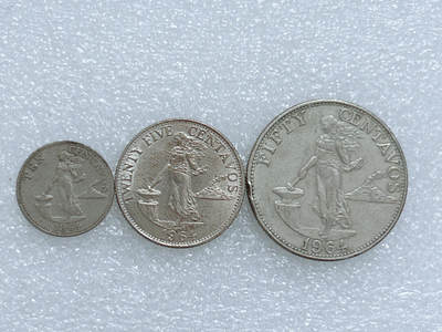 第一海外回流一元起拍收藏 散集专场  第278期 - 菲律宾196年火山女神版10-50分硬币 3枚