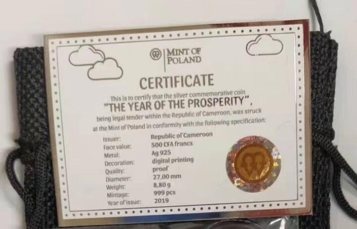 第185期拍卖 【励志银币】喀麦隆2019年，“Everything is possible”一切皆有可能-猪都能飞上天!  挂孔项链吊坠、彩色精制银币. 盒证全. 原装袋式盒. 火热励志精制银币. 国外售价120美元