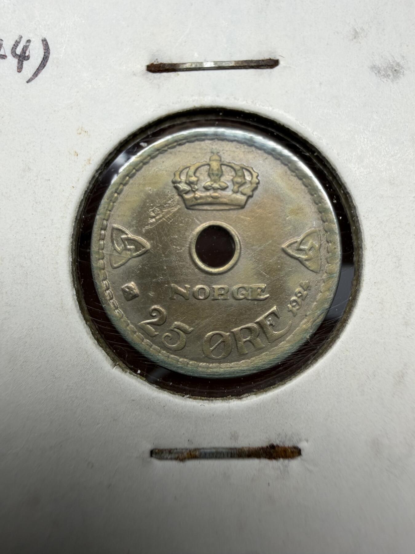 2025年集古藏今外币拍卖第十一期-第2场—（总第292拍），可以寄存60天，满160元包邮。 1924年挪威25欧尔