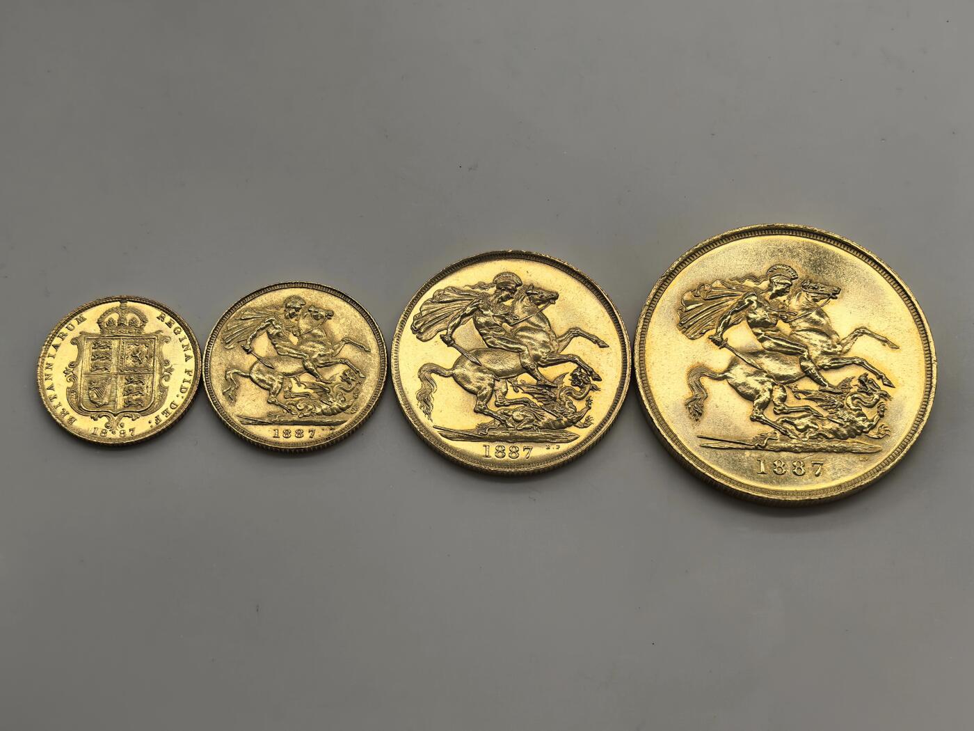 博洋堂世界钱币拍卖第153期（全场包邮） 英国1887年维多利亚女王50周年金禧金银币大全套11枚套币 一套难求