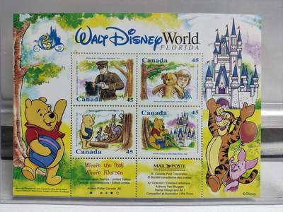 邮册邮折 - 加拿大1996年庆祝佛罗里达迪士尼乐园25周年发行的小熊维尼纪念邮票小全张