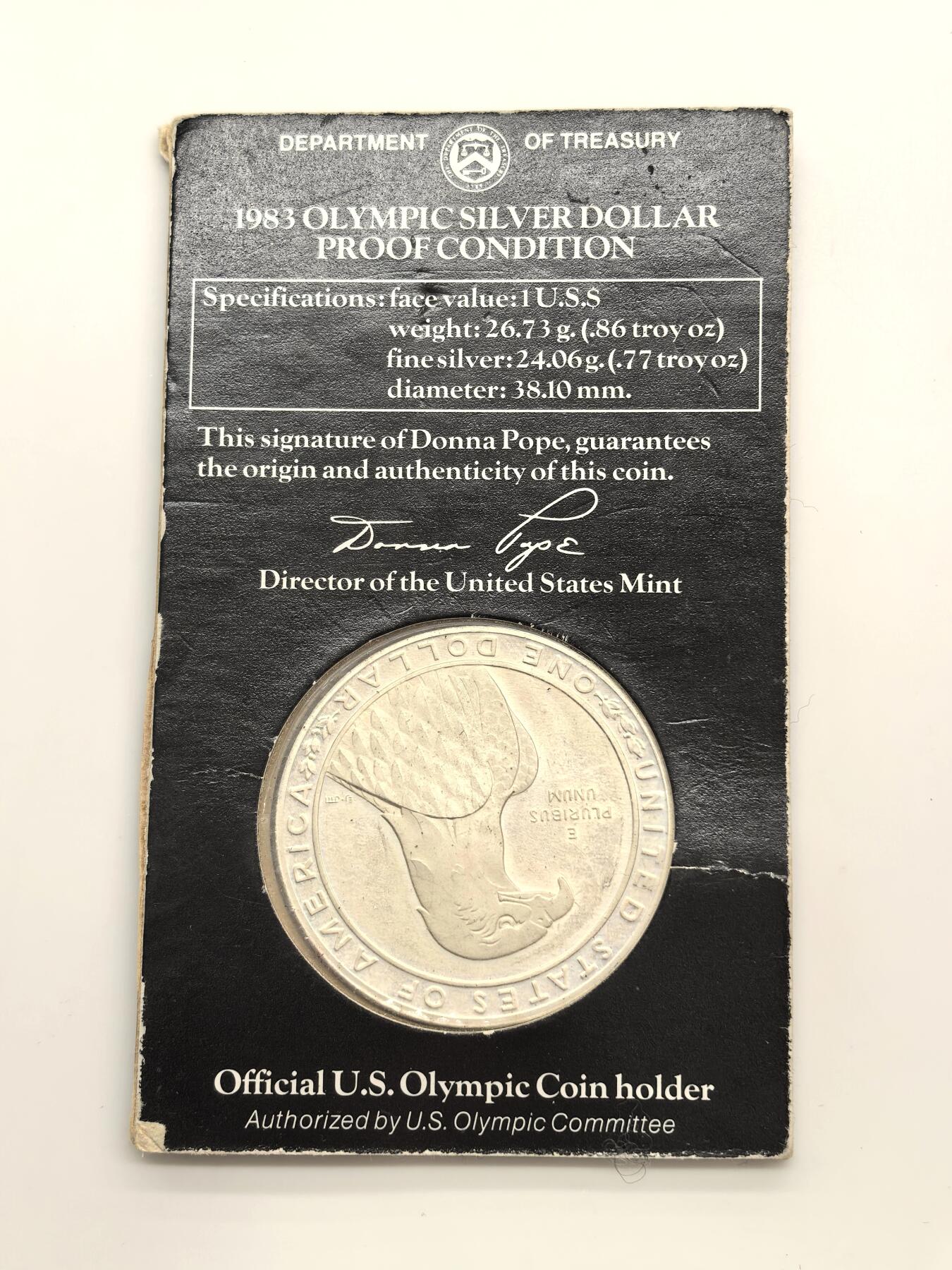 博洋堂世界钱币拍卖第153期（全场包邮） 美国1984年洛杉矶夏季奥运会纪念大银币，原封原装，完全未流通状态