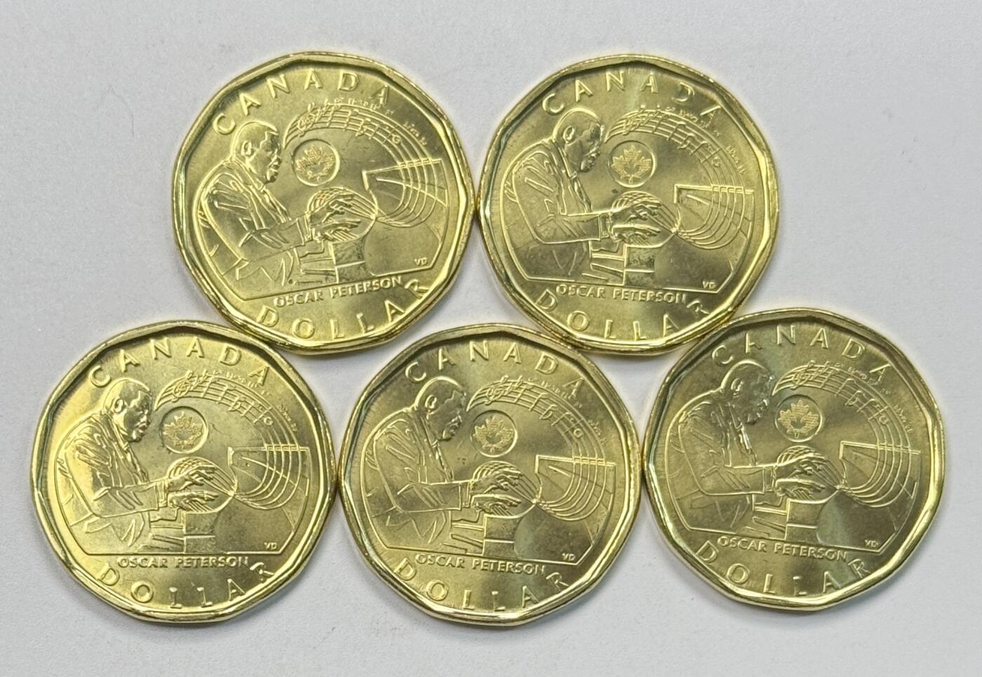 S&S Numismatic世界钱币-拍卖 第117期  5枚一起-加拿大2022年 钢琴大师-奥斯卡彼得森 1加元纪念币