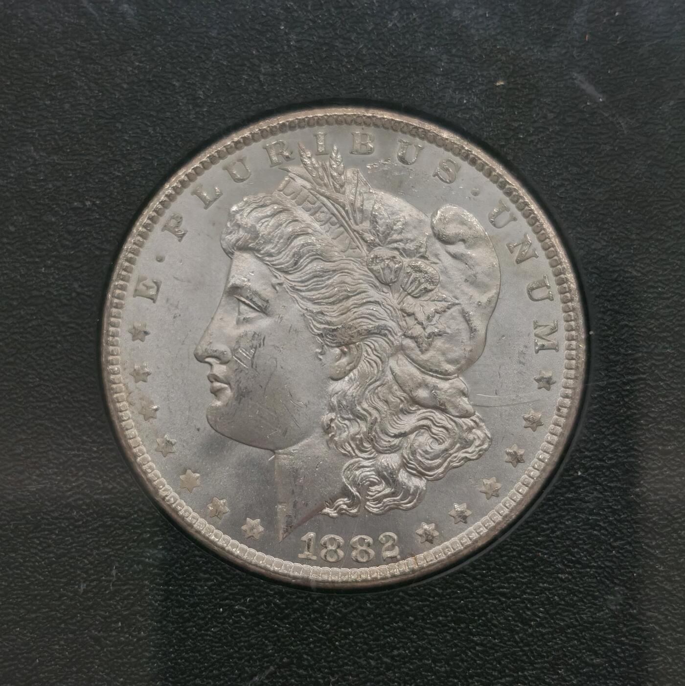 博洋堂世界钱币拍卖第153期（全场包邮） NGC MS65 美国1882 CC 摩根 卡森厂 GSA大封装 高分难得 十字转光