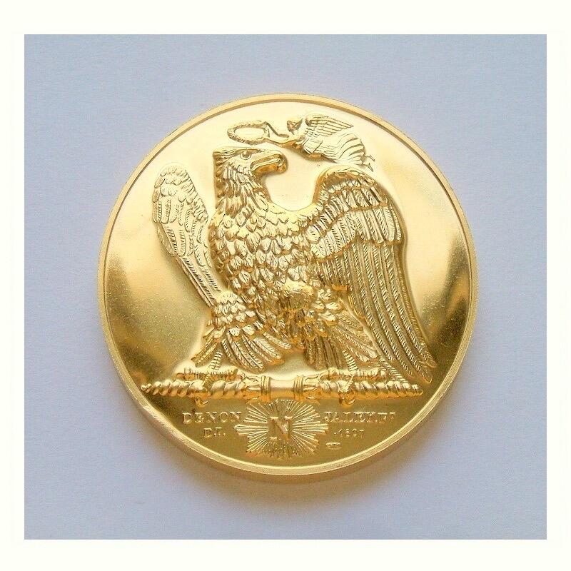 【艺术】法国艺术大章纪念1797年 拿破仑征服意大利+雄鹰高浮雕精制大镀金章 40MM