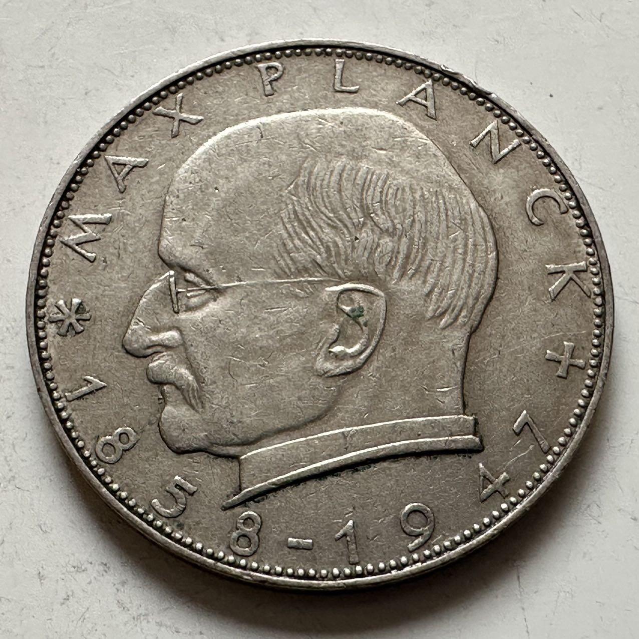 🌹外币初藏🌹🐯2025年第143场  每周二四六晚8️⃣点 接代拍 德国1960年G版 2马克 普朗克