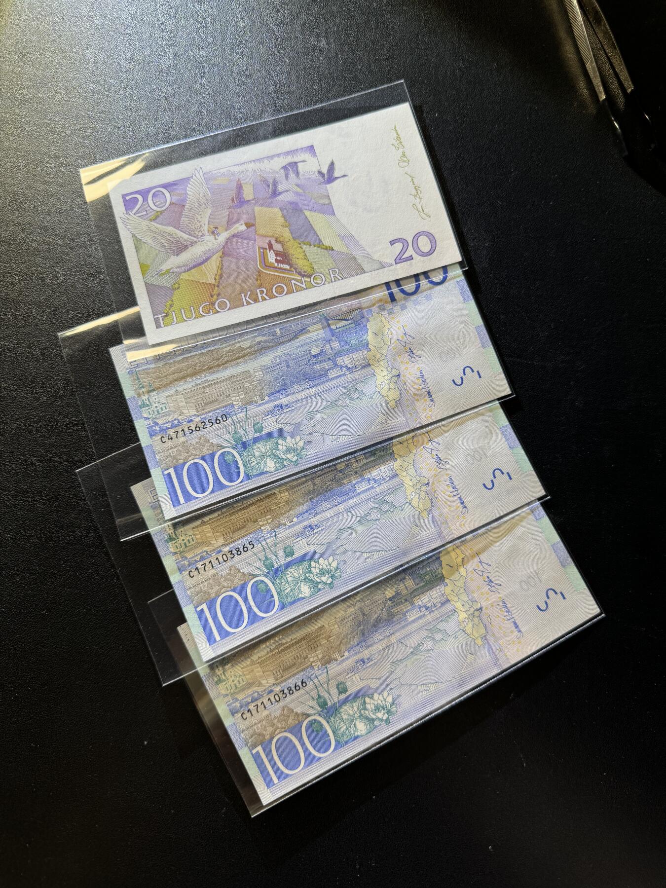 【外币出坑】0元0佣金起拍 无保留价 瑞典克朗 20/100 含无47 共4枚 全新unc