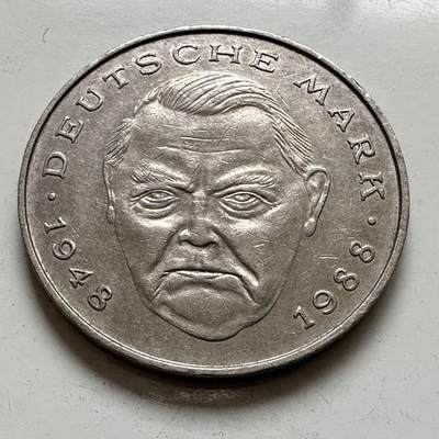 🌹外币初藏🌹🐯2025年第143场  每周二四六晚8️⃣点 接代拍 - 德国1988年G版 2马克 艾哈德