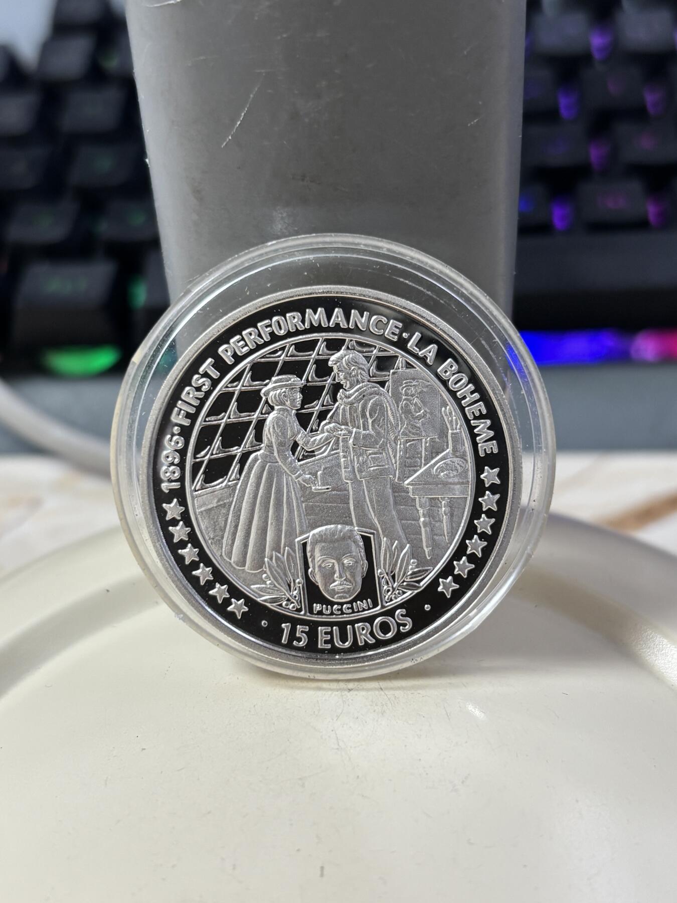 第185期拍卖 马恩岛1996年波希米亚画家100周年精制纪念银币。925银，20克，材料价276.57元