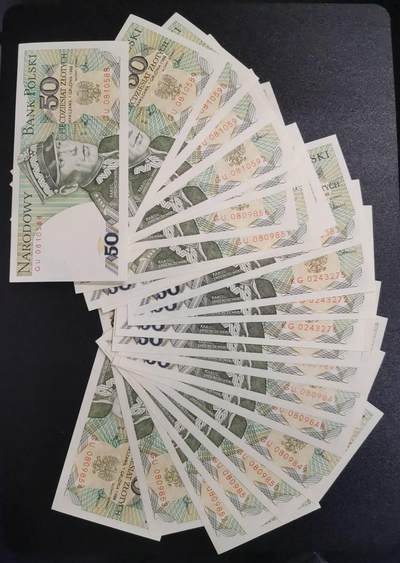 《艾美收藏》第225期-12.15周日外币精选场 - (25张)波兰1988年50兹罗提UNC/UNC- 零星几张压痕&角不绝等微瑕