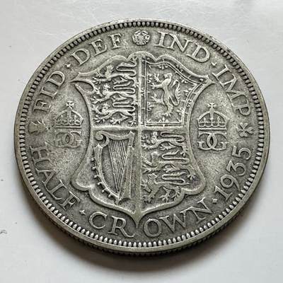 🌹外币初藏🌹🐯2025年第143场  每周二四六晚8️⃣点 接代拍 - 英国1935年半克郎银币 14.1克50%银