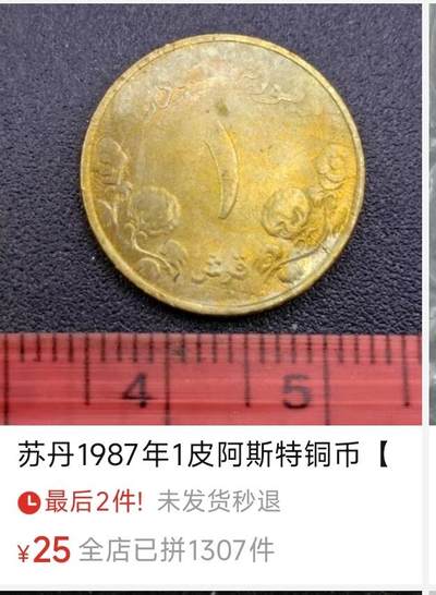 泉币菌-第148场-精品福利场 - 少见原铜光 首都银行大厦 苏丹1987年1格西铝青铜小硬币 18.1毫米 3.0克