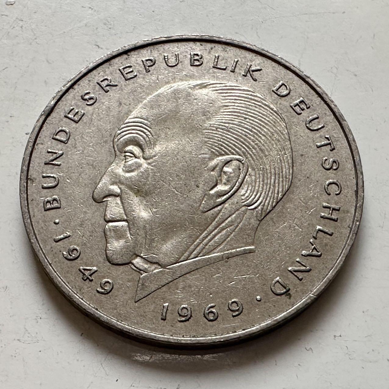 🌹外币初藏🌹🐯2025年第143场  每周二四六晚8️⃣点 接代拍 德国1986年G版 2马克 阿登纳