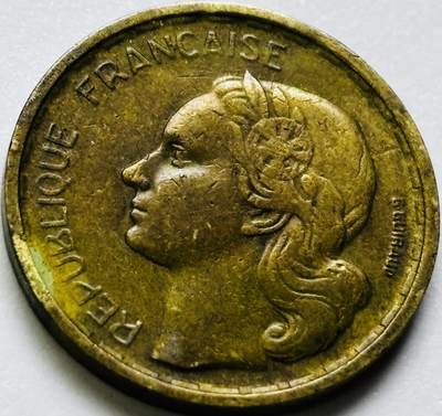 文馨钱币收藏第 286 场，圣诞节专场【 长期接收代拍品低至 0 佣金】 - 铜光美品 1950 年法兰西第四共和国 第五版本首发年  10 法郎铜币