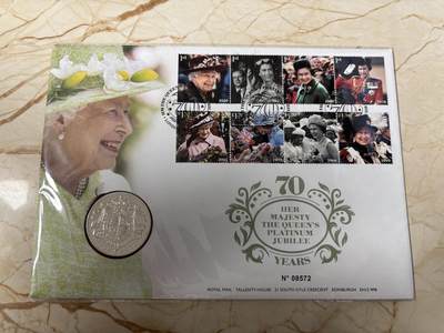 第185期拍卖 - 英国2022年伊丽莎白二世登基70周年纪念币首日封