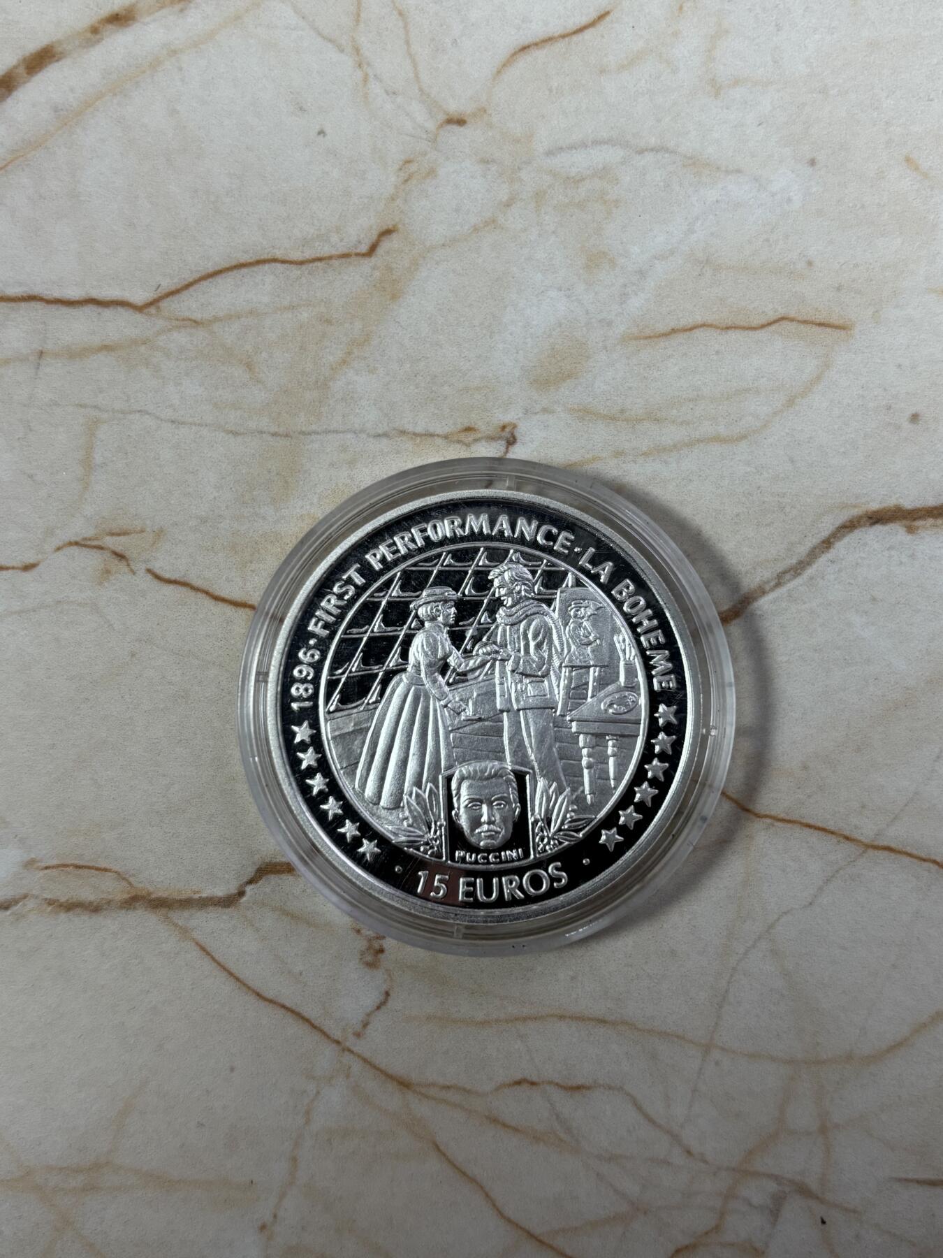 第185期拍卖 马恩岛1996年波希米亚画家100周年精制纪念银币。925银，20克，材料价276.57元