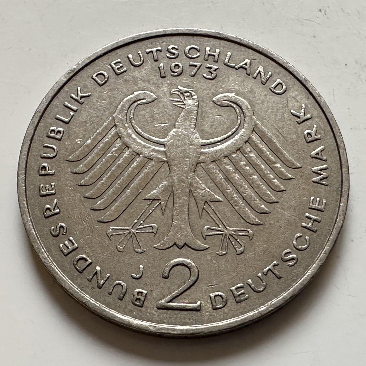 🌹外币初藏🌹🐯2025年第143场  每周二四六晚8️⃣点 接代拍 德国1973年J版 2马克 豪斯