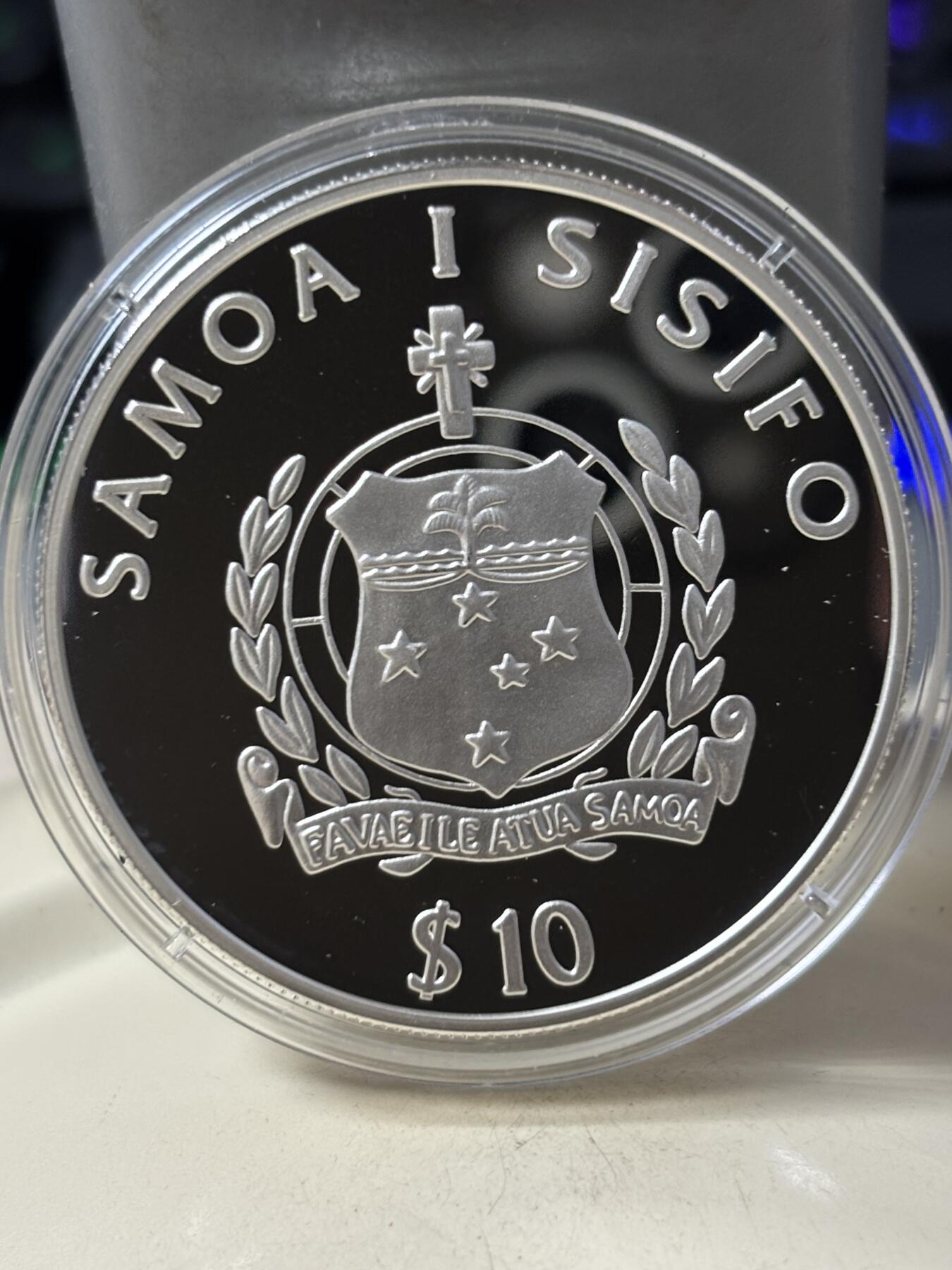 第185期拍卖 萨摩亚2000年沙滩排球31.46克纪念银币，925银，银价435元