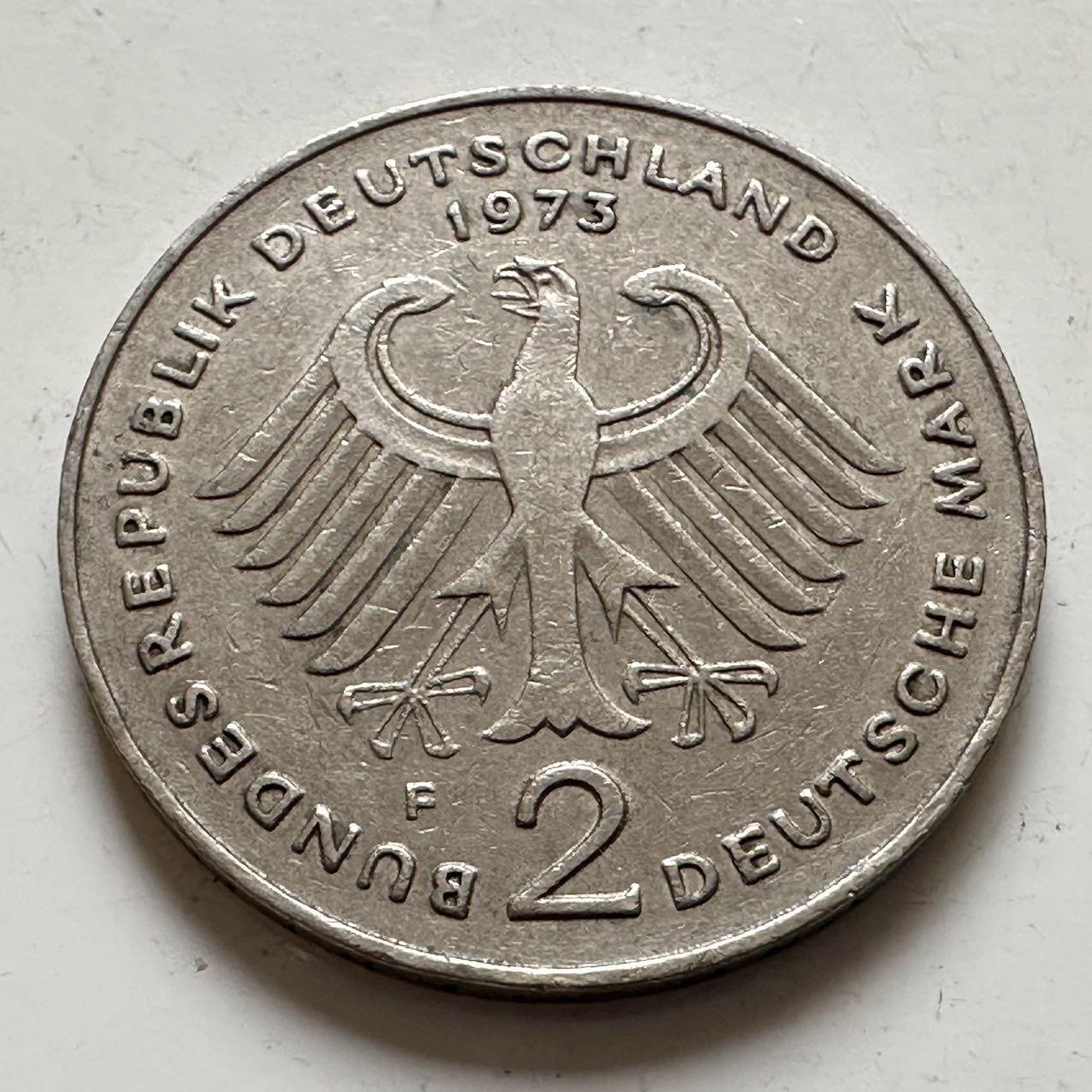 🌹外币初藏🌹🐯2025年第143场  每周二四六晚8️⃣点 接代拍 德国1973年F版 2马克 豪斯