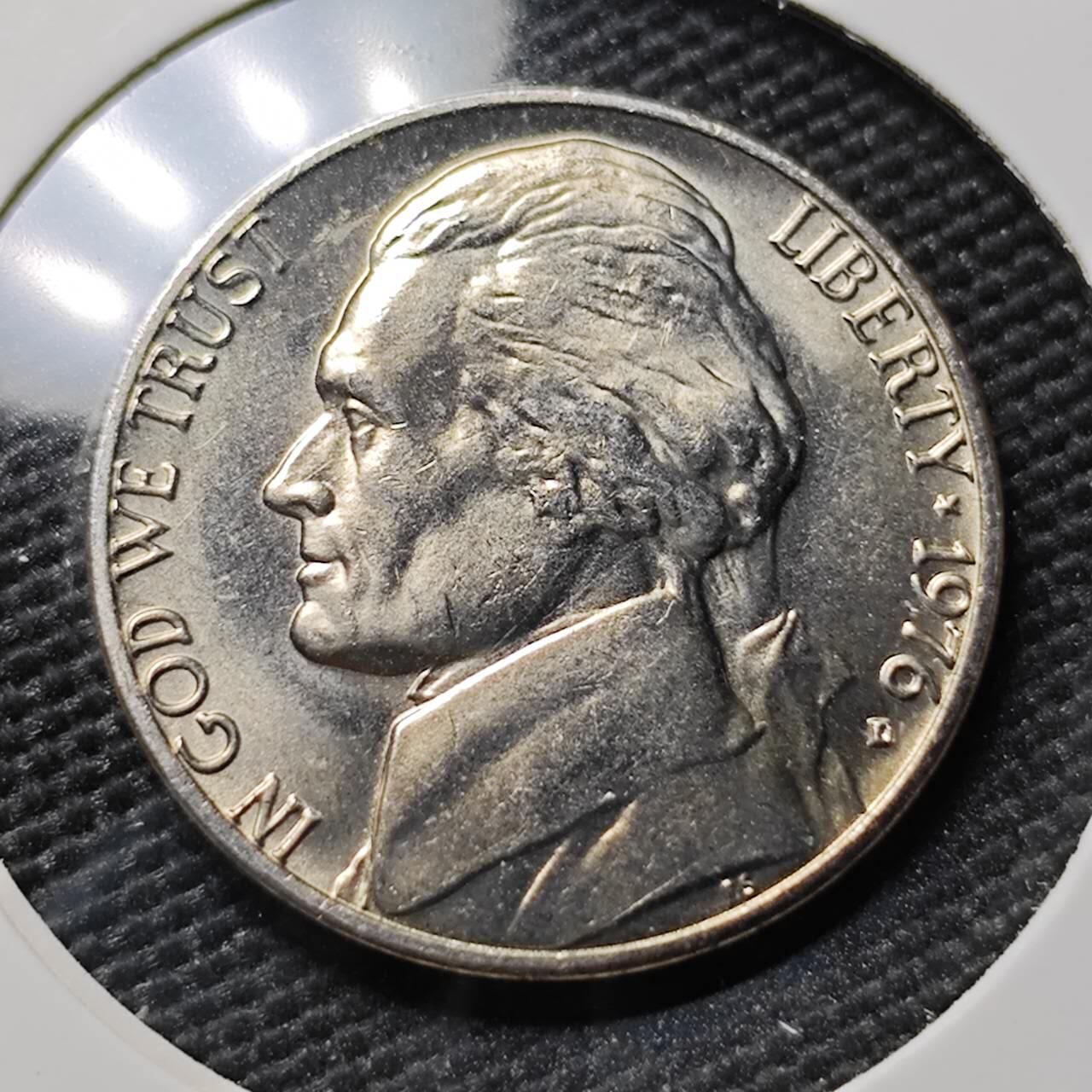 KK钱币收藏小铺 第382期  2月预留时间 周末发货 1976美国5美分 拆卷品