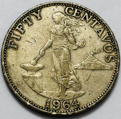 文馨钱币收藏第 286 场，圣诞节专场【 长期接收代拍品低至 0 佣金】 - 少见关门版 1964 年菲律宾打铁女神 50 分