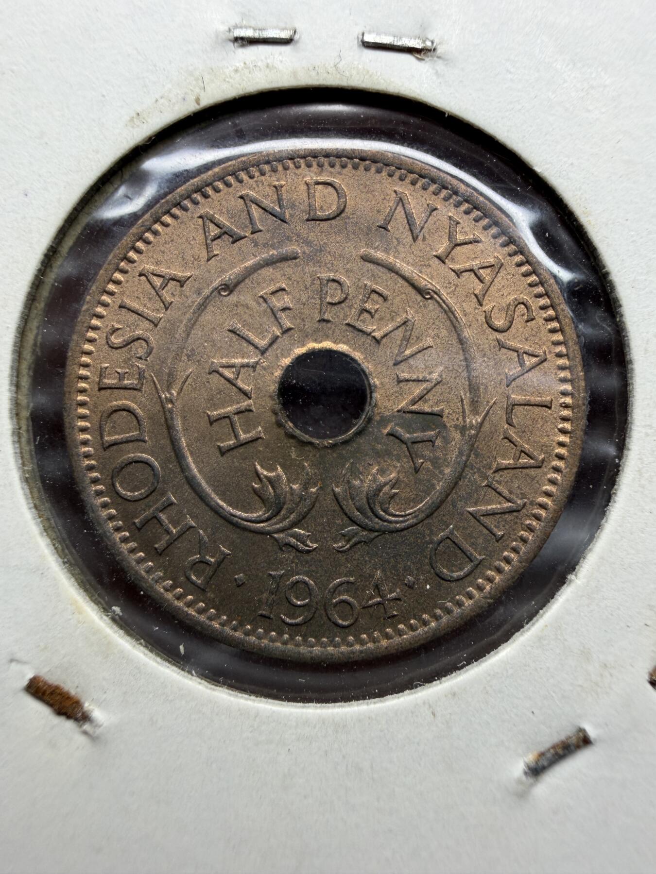 2025年集古藏今外币拍卖第十一期-第2场—（总第292拍），可以寄存60天，满160元包邮。 1964年罗得西亚半便士