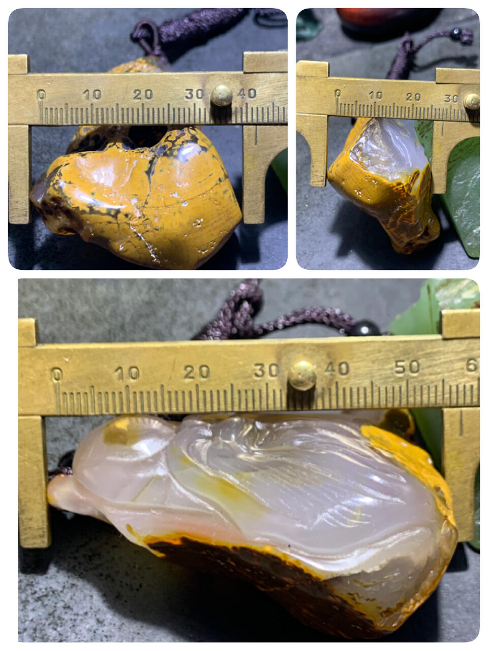 精美天然原皮马达加斯加玛瑙雕刻寿星吊坠(把件)一个，