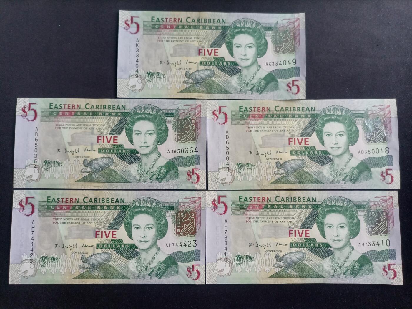 【游宝包邮场】蛇年第100期 五福临门+六六大顺 东加勒比 女王钞 UNC/UNC-