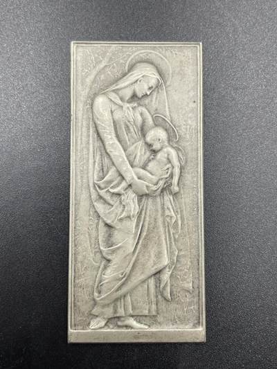 「木头集藏」“冬至雅藏”——章牌精品专场！ - D.Dupuis～1908年法国“圣母”银章，尺寸：66 × 29.5 mm，43.6 g，边铭：丰饶角 1ARGENT，名家作品，品相很好。