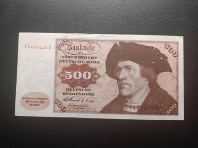 2025十二月第四期，总209期 - 德国1960年500马克AUNC有大幅度撕裂和针孔洞，舍那的大副肖像和爱尔茨堡