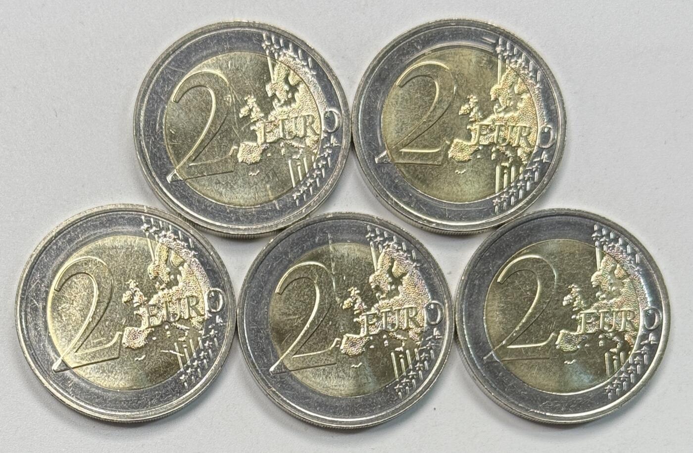 S&S Numismatic世界钱币-拍卖 第117期  5枚一起-爱沙尼亚2025年 爱沙尼亚文字印刷500周年 2欧元双色纪念币