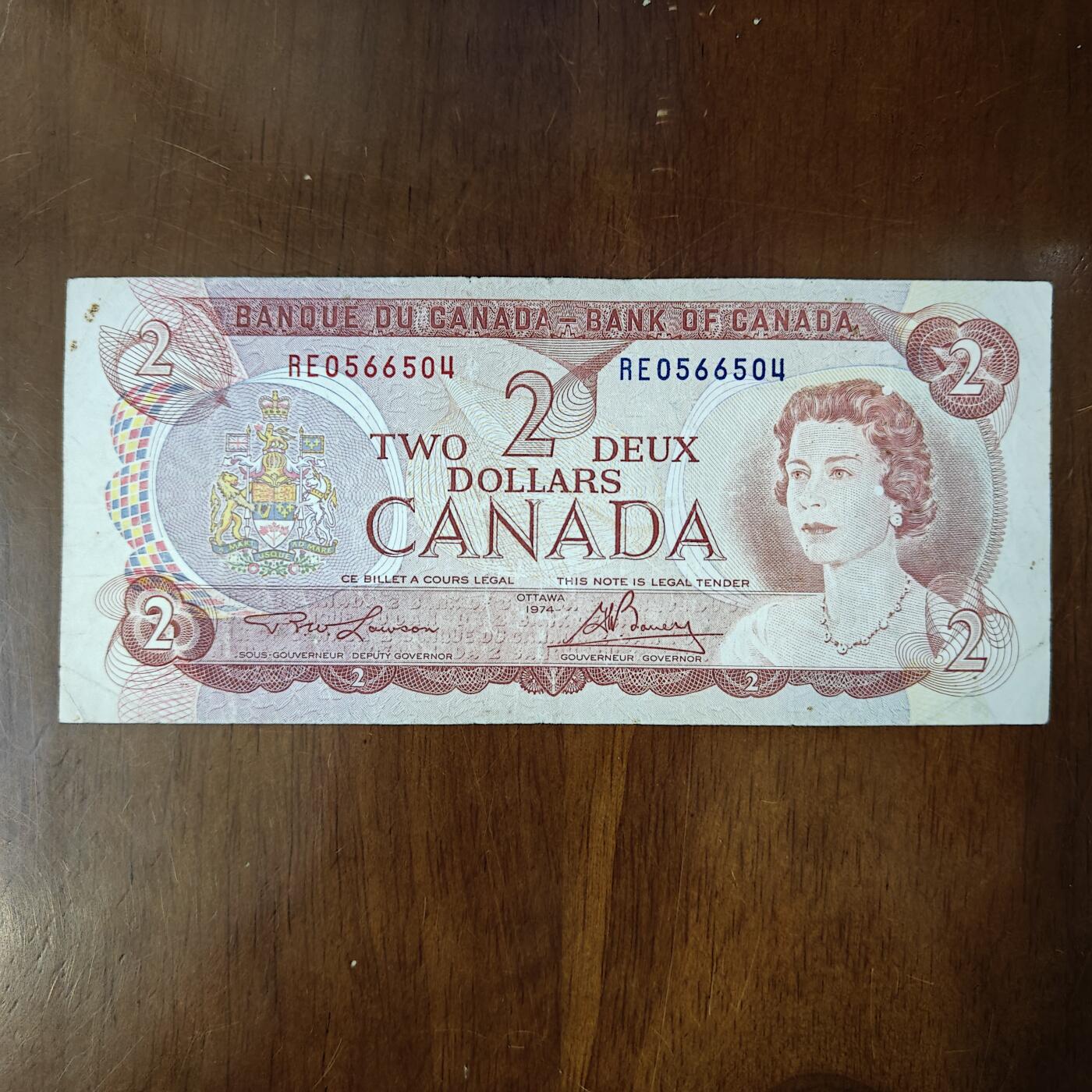 加拿大2圆纸币 1974年景观版伊丽莎白女王 美洲钱币流通品原图片