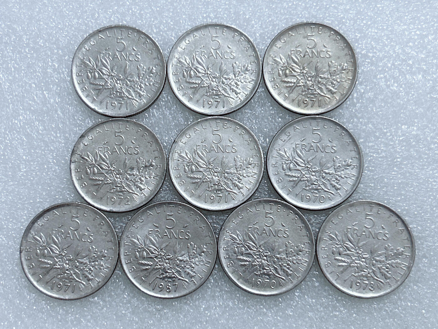 第一海外回流一元起拍收藏 散集专场  第278期 法国5法郎硬币 10枚