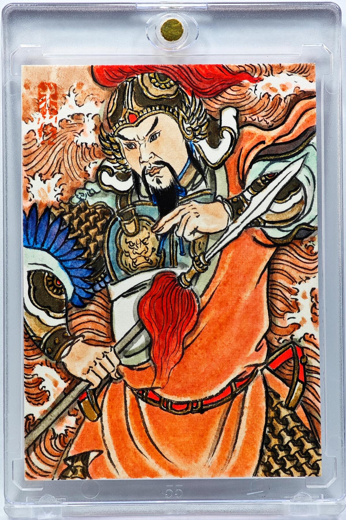 白泽拍卖卡牌手绘专场第30期（白金之夜 跨年大拍） 2025 卢艺丰手绘卡 岳飞  卢艺丰背彩绘 卡砖封装